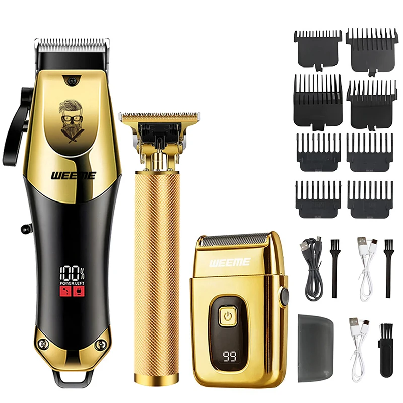 Professional T9 Cordless Hair Clipper & Beard Trimmer Kit for Men – Rechargeable Precision Hair & Nose Trimmer