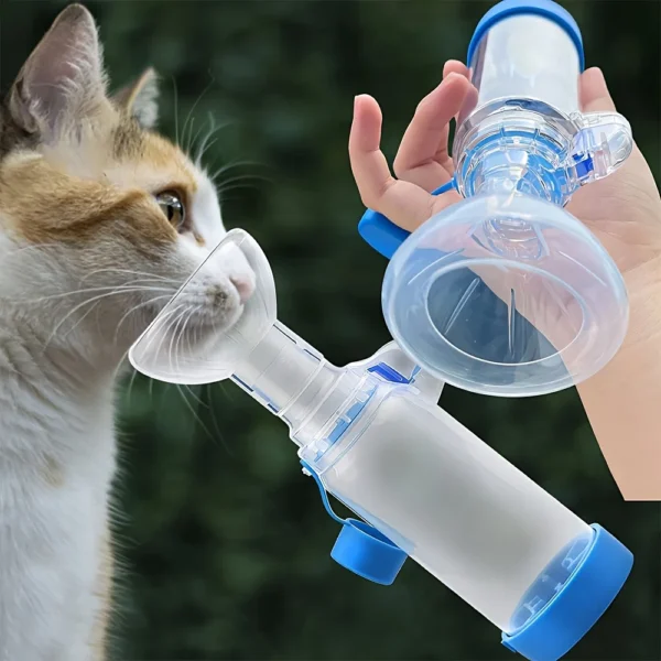 Mascarilla nebulizadora con cámara de aerosol para perros y gatos