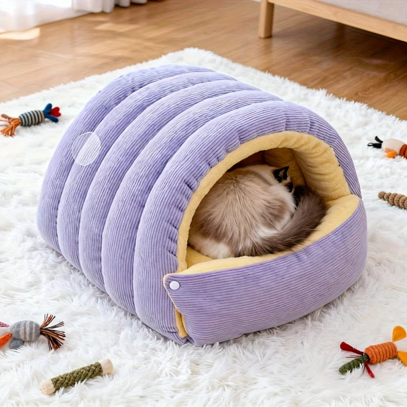 Cama Cueva para Gatos y Perros – Nido Cálido y Suave